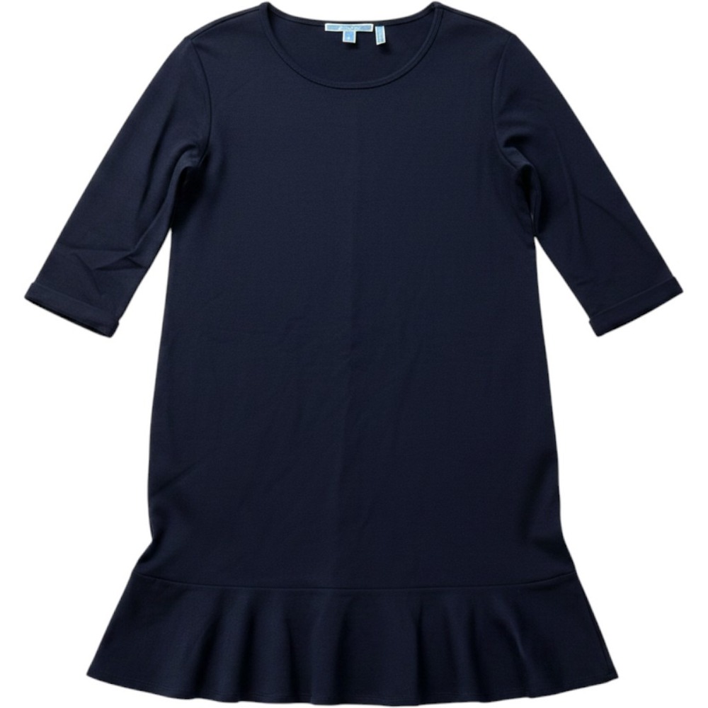 Draper James Navy Ponte Scallop Ruffle Hem Dress Nautical Coastal Preppy M - Picture 3 of 11